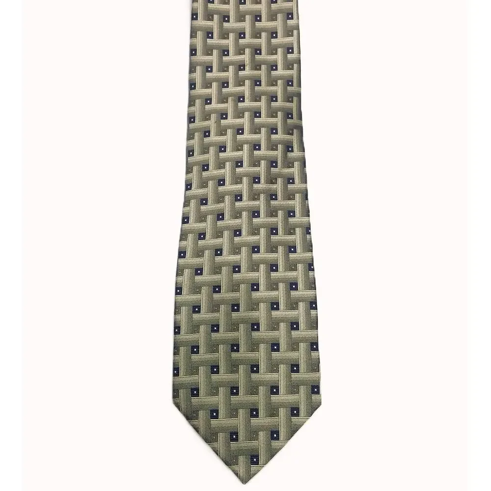 Vintage Valerio Garati Silk Tie Mens Geometric Woven Neutral Pattern Classic